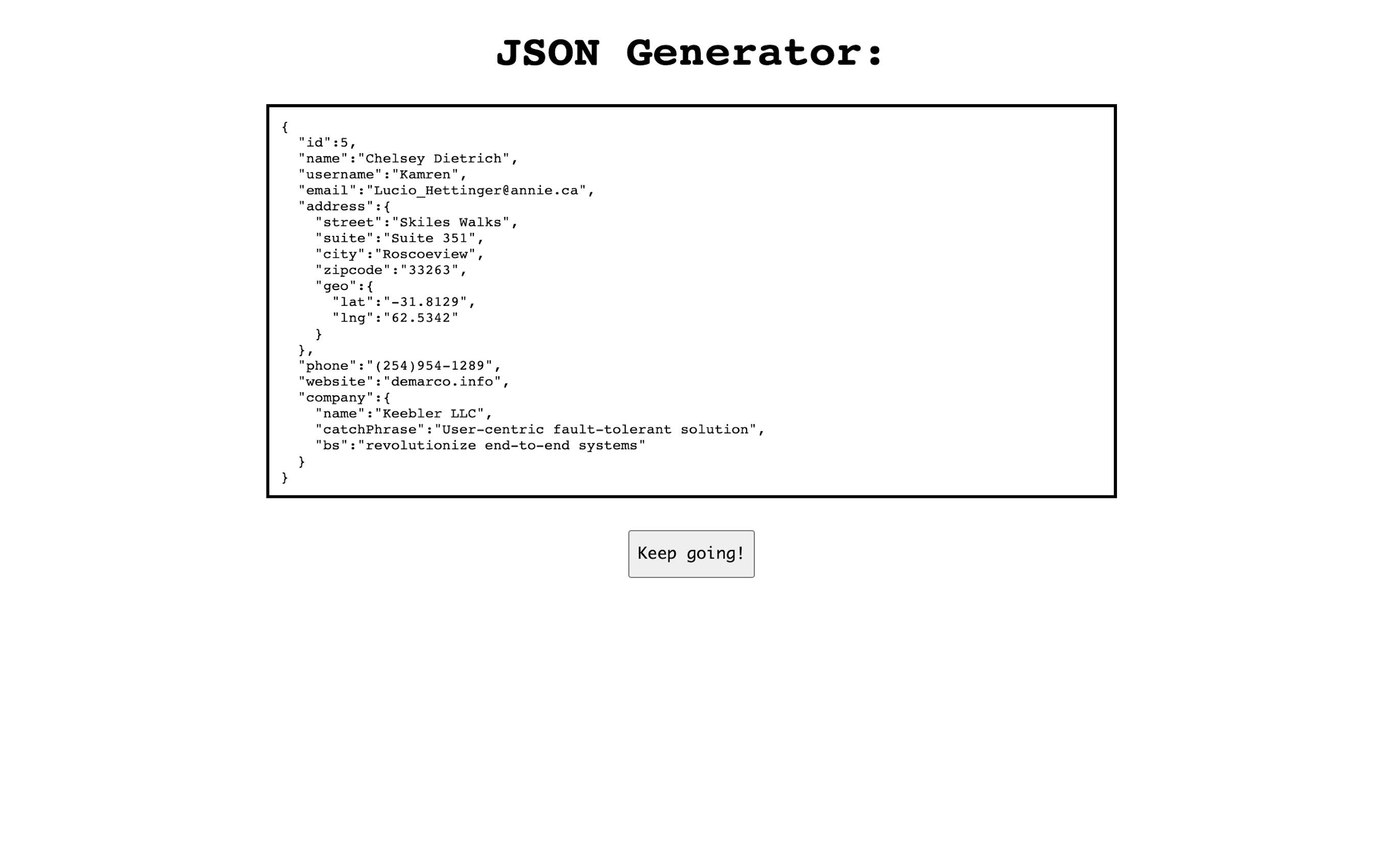JSON Generator App with API